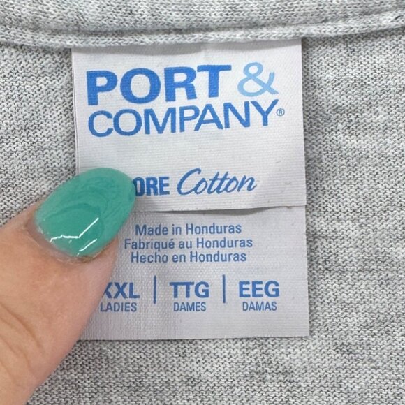 Gray V-Neck T-Shirt With Tribal Bird Design By Port & Company - XXL - Picture 5 of 6